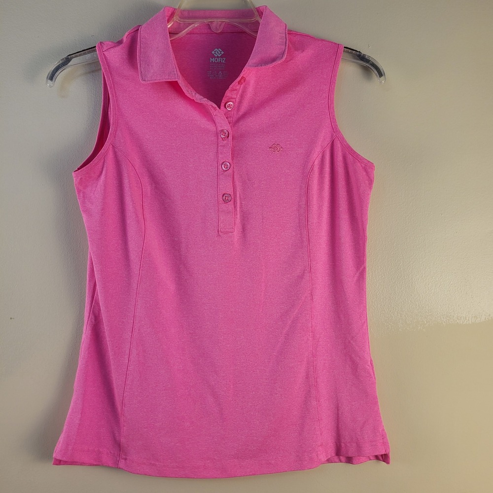 MoFiz Womens Pink Sleeveless Golf Polo Shirt Athletic Performance Top Size S